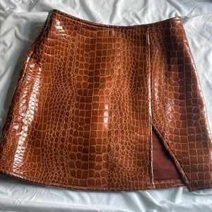 Motel Rocks brown croc mini skirt